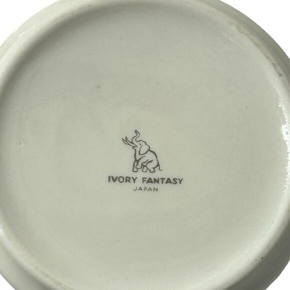 RARE Vintage Ivory Fantasy Japan China Creamer Dish Silver Trim Floral - Picture 8 of 10